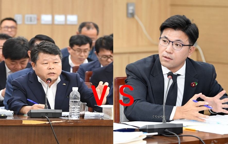 ▲ 좌로부터 변덕승 제주도 관광교류국장, 현지홍 예결특위 부위원장(더불어민주당, 비례대표)ⓒ일간제주