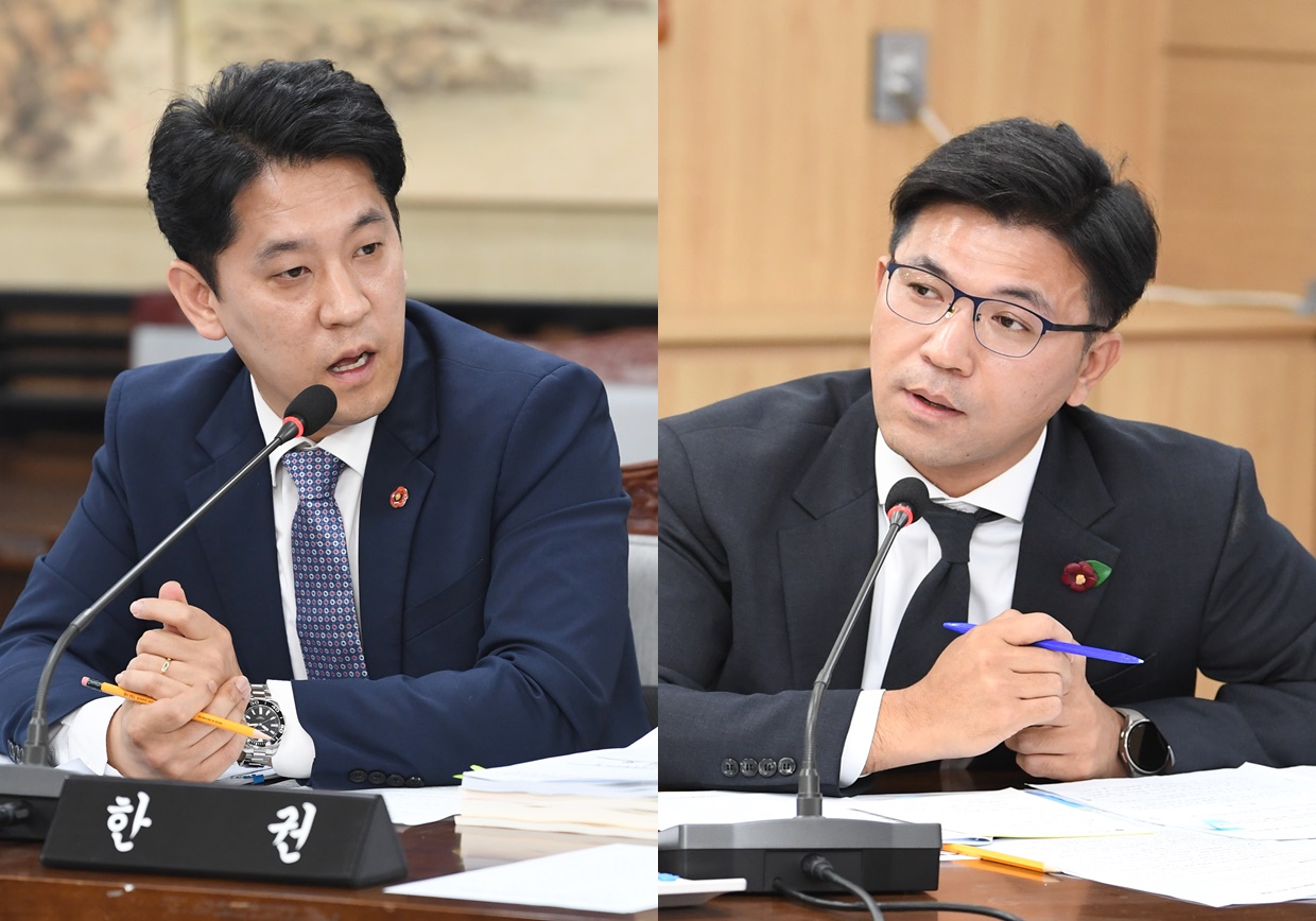 ▲ 좌로부터 한권 의원, 현지홍 의원ⓒ일간제주