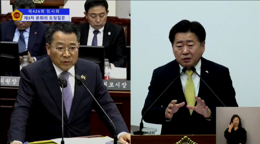 ▲좌로부터 송창권 제주도의회 환경도시위원장, 오영훈 제주도지사ⓒ일간제주