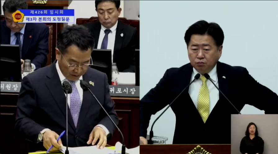 ▲좌로부터 송창권 제주도의회 환경도시위원장, 오영훈 제주도지사ⓒ일간제주