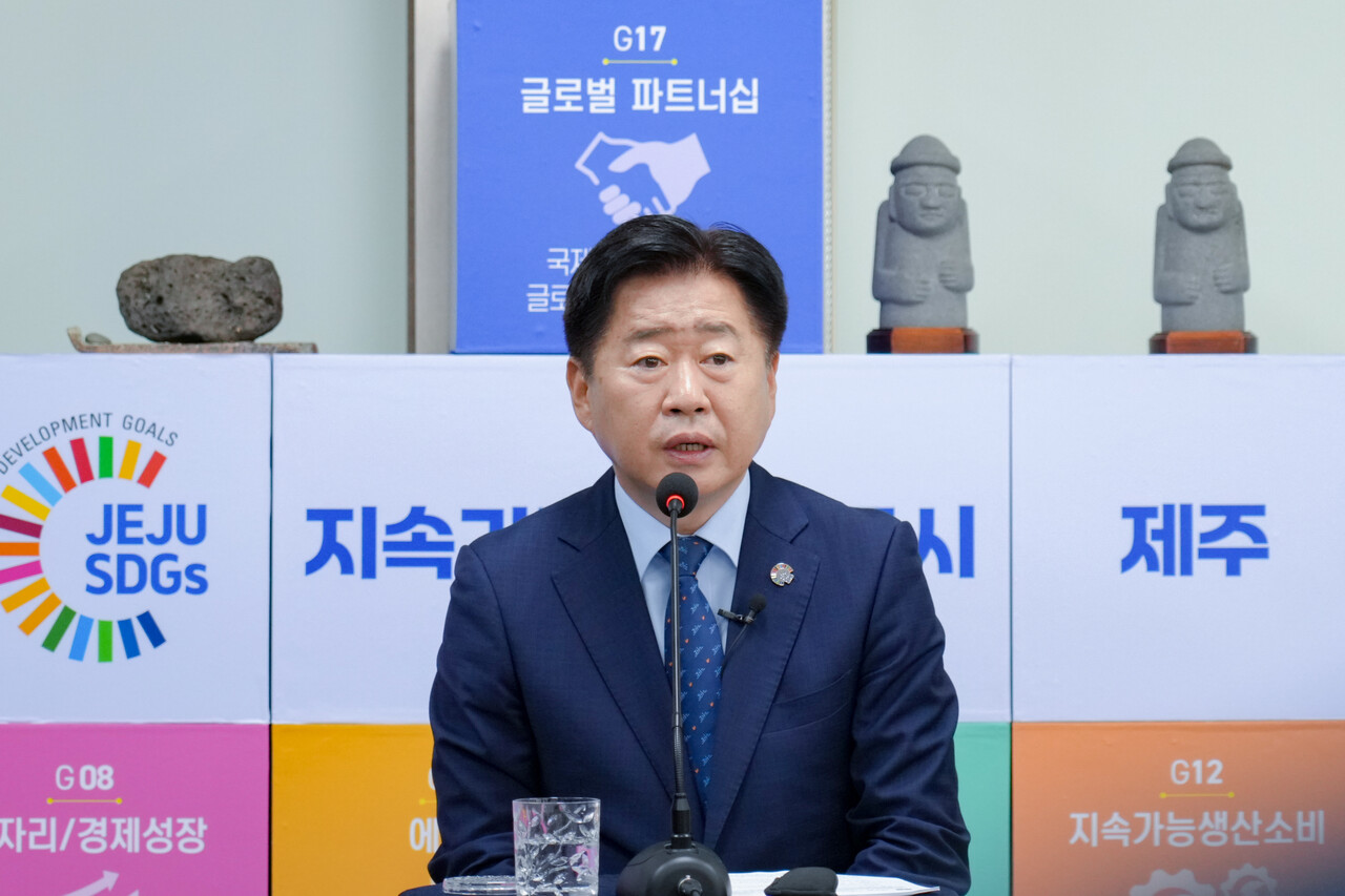 ▲ 오영훈 제주지사는 9월 4일 도청에서 출입기자단과 간담회를 개최해 제주현안에 대해 이야기를 나눴다.(사진-제주도)ⓒ일간제주