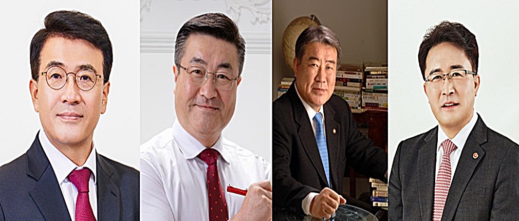 ▲ 좌로부터 (가나다순)국민의힘 제주도당 고기철위원장, 김승욱 제주시을답협위원장, 김우남 전 국회의원(범야권 후보), 문성유 전 한국자산관리공사 사장 ⓒ일간제주